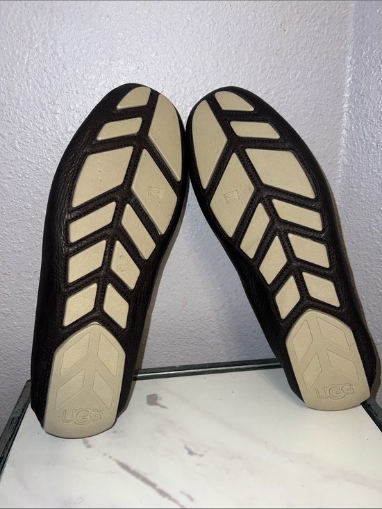 UGG Dark Brown Leather Slip-On Loafers Men’s Size 10 NWOT main image 5